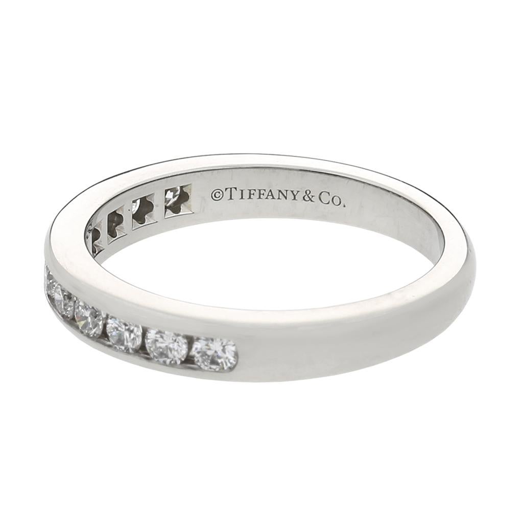 Round Cut Tiffany & Co. 950 Platinum .44ctw Diamond Wedding Band For Sale
