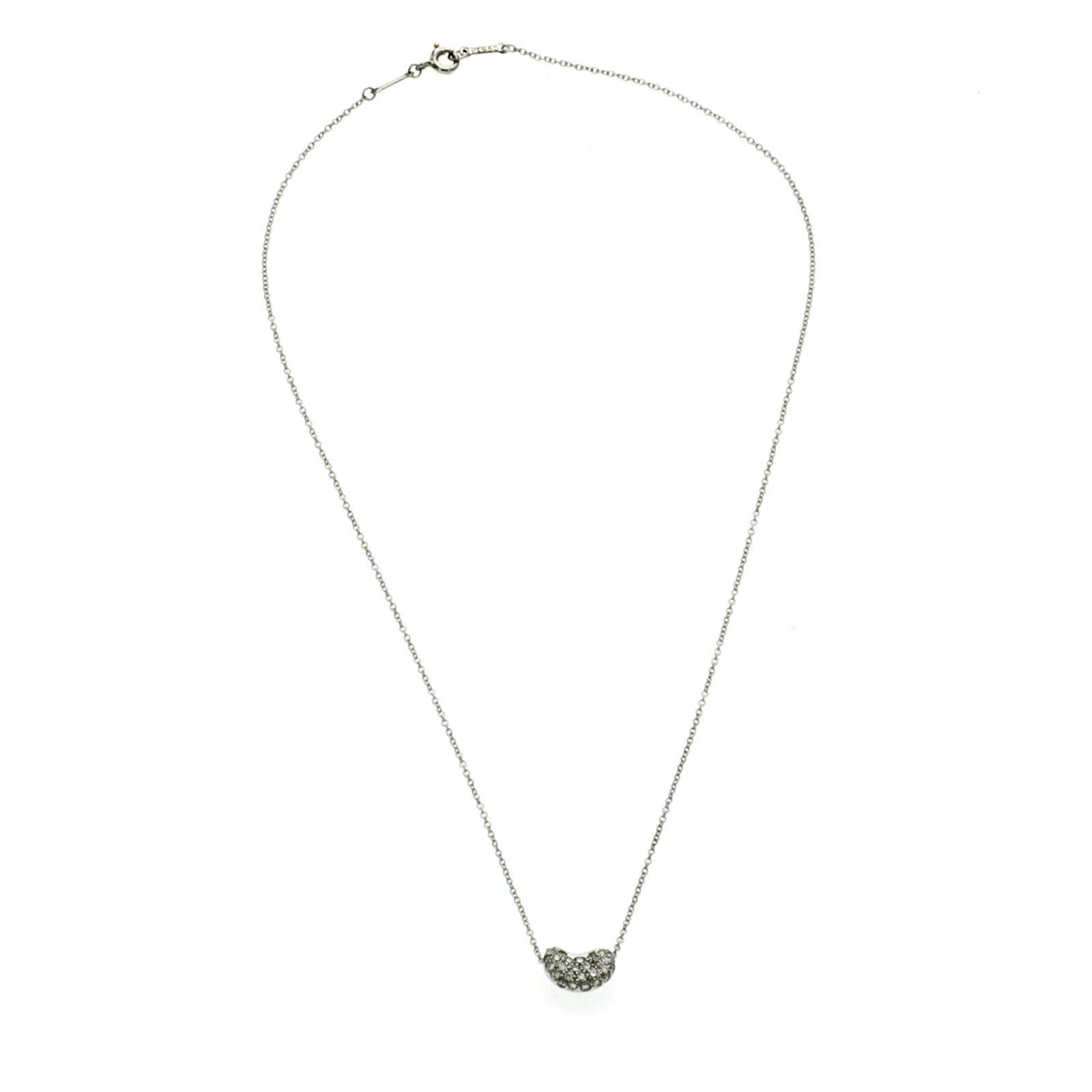 Tiffany & Co. 950 Platinum Bean Diamond Necklace In Excellent Condition In Los Angeles, CA