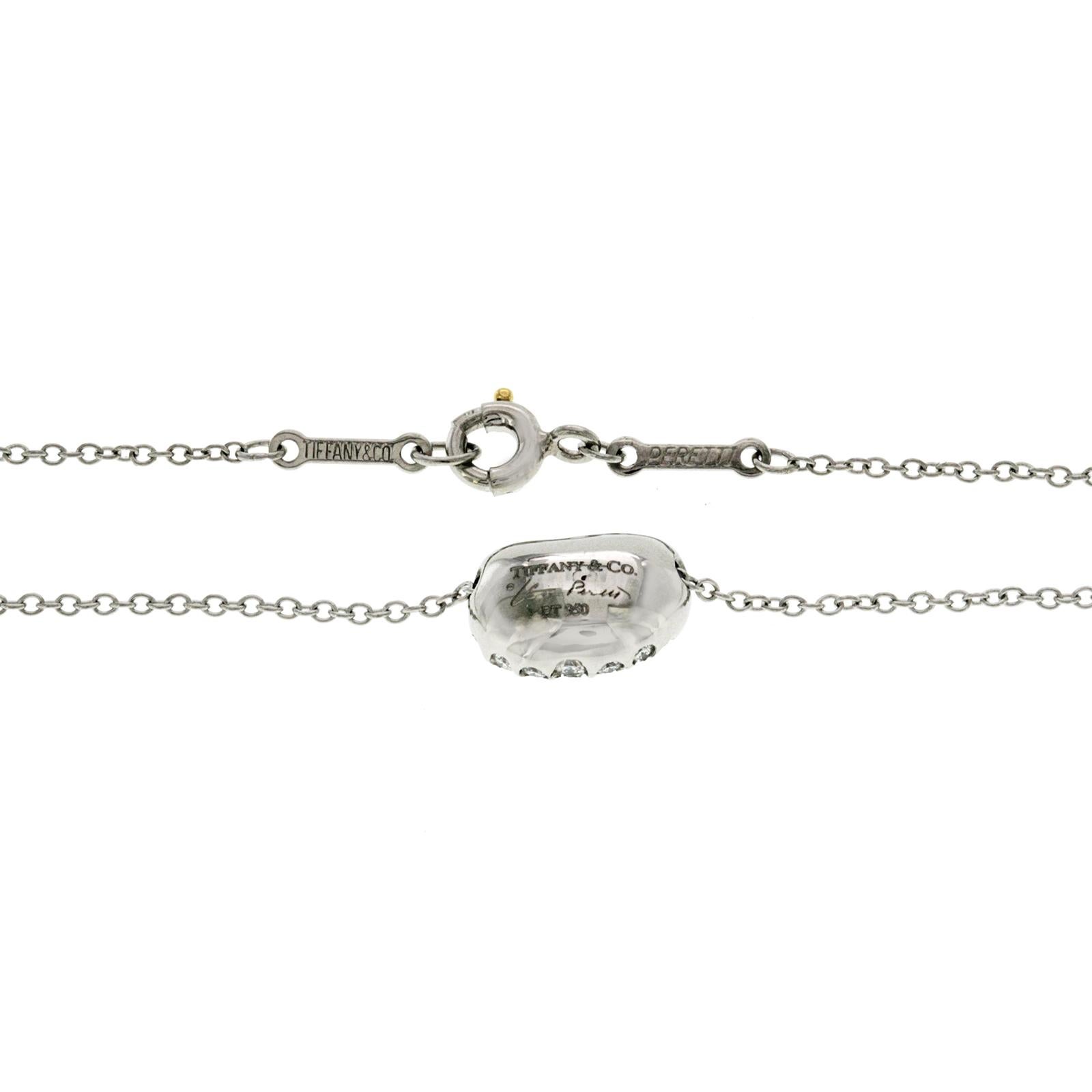 Women's or Men's Tiffany & Co. 950 Platinum Bean Diamond Necklace