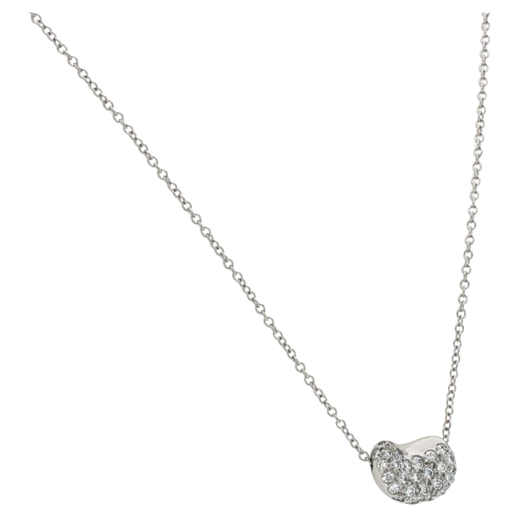 Tiffany & Co. 950 Platinum Bean Diamond Necklace