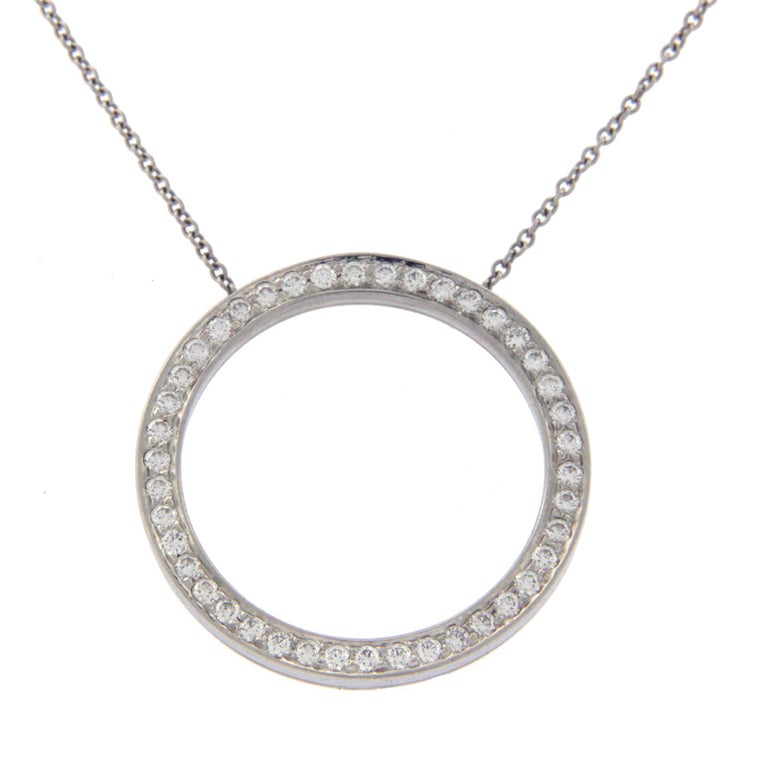 Tiffany and Co. 950 Platinum Diamond Circle of Life Necklace For Sale