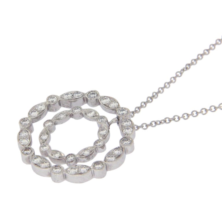 Tiffany and Co. 950 Platinum Diamond Double Circle Necklace For Sale at ...