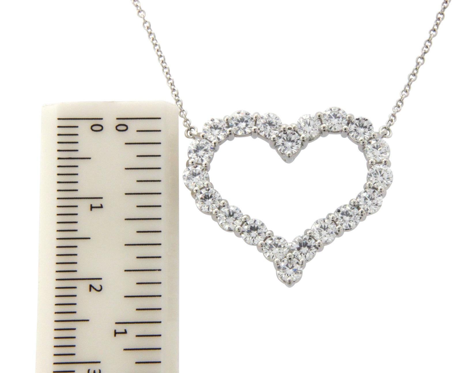 Women's or Men's Tiffany & Co. 950 Platinum Diamond Large Heart Necklace