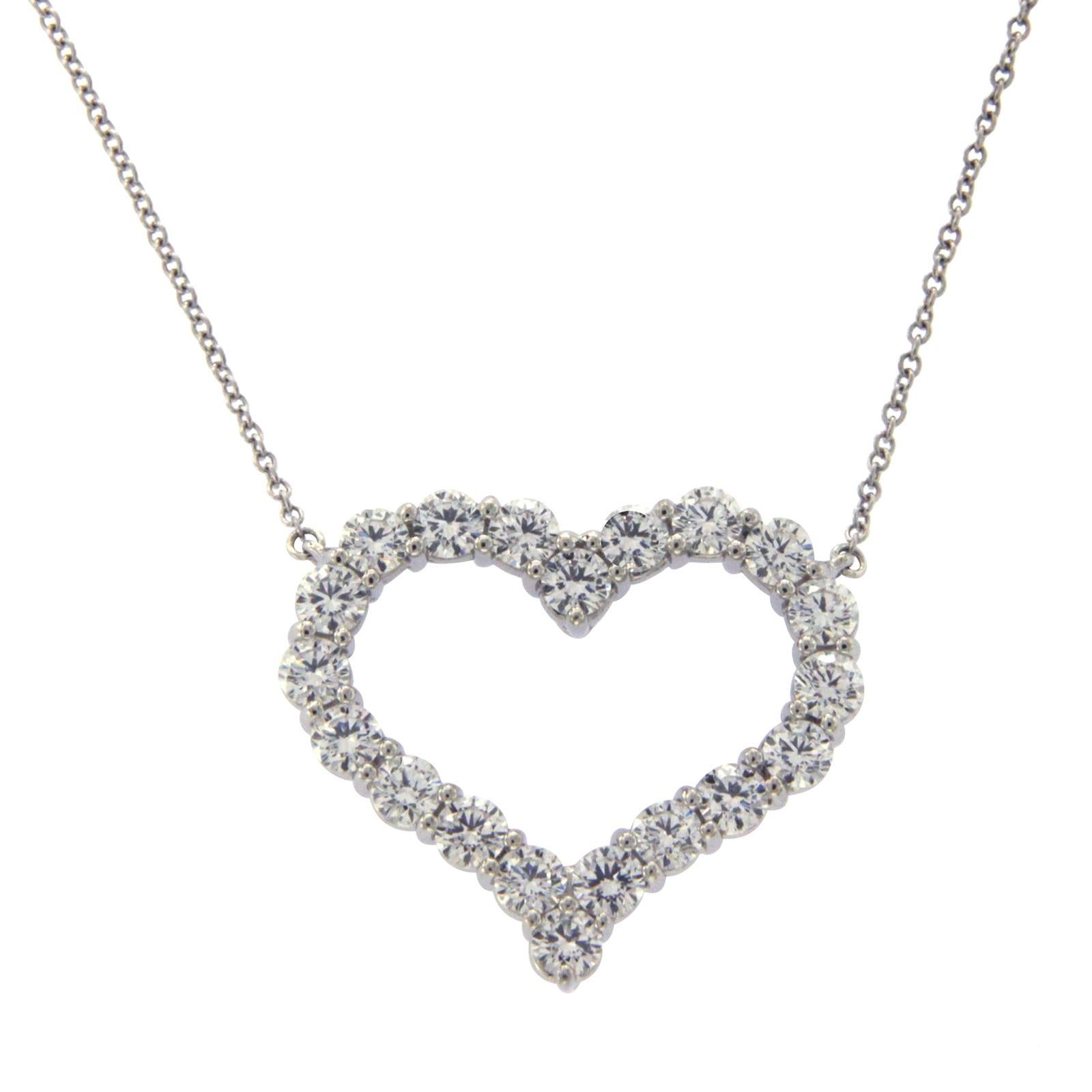 Tiffany & Co. 950 Platinum Diamond Large Heart Necklace 1