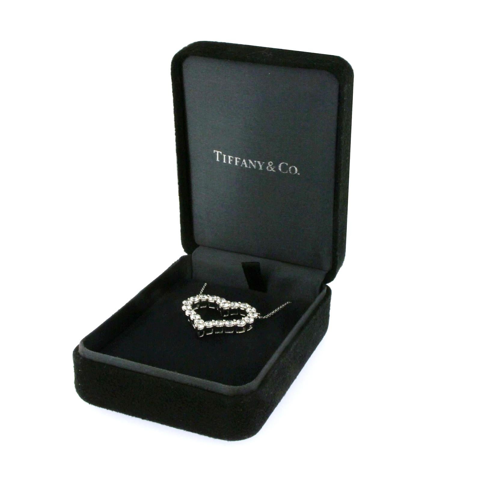 Tiffany & Co. 950 Platinum Diamond Large Heart Necklace 2