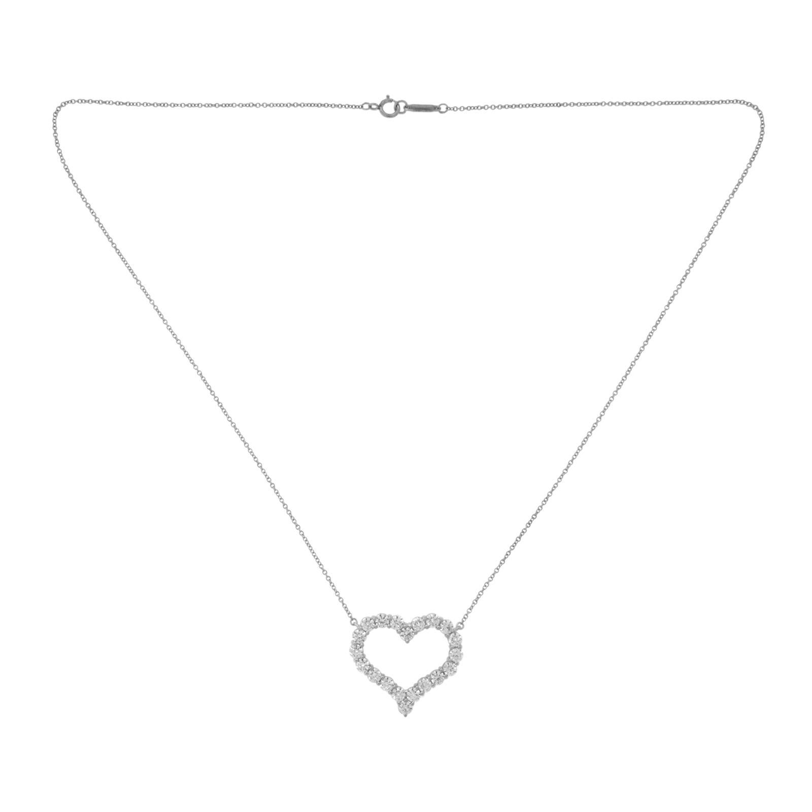 Tiffany & Co. 950 Platinum Diamond Large Heart Necklace
