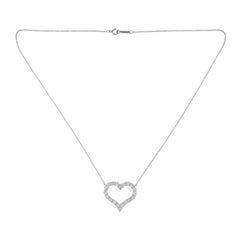 Tiffany & Co. 950 Platinum Diamond Large Heart Necklace