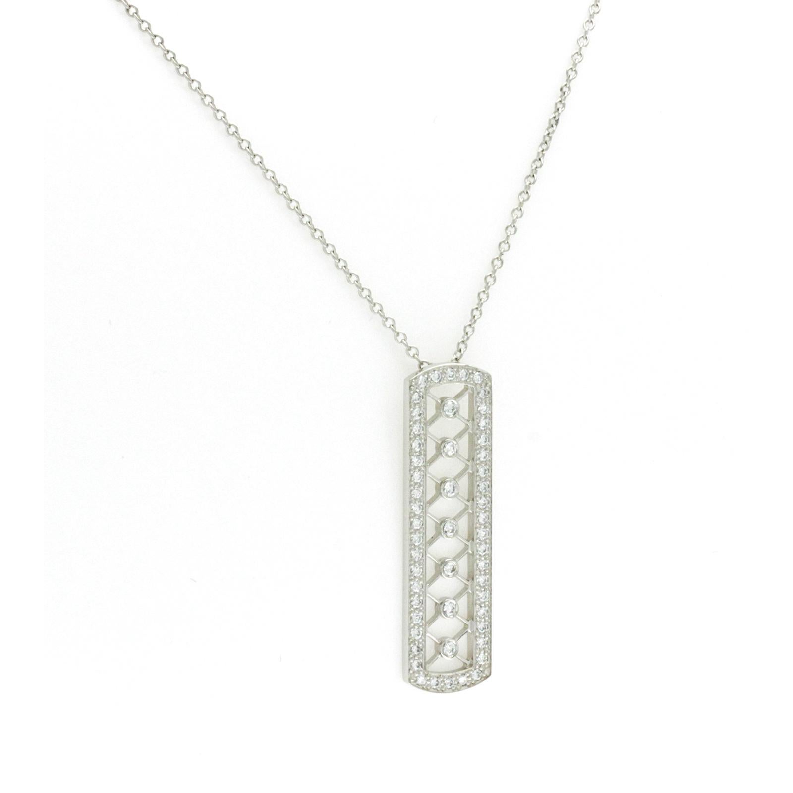 Halskette aus 950 Platin mit Voile-Bargeflecht von Tiffany & Co mit Diamanten im Zustand „Hervorragend“ in Los Angeles, CA
