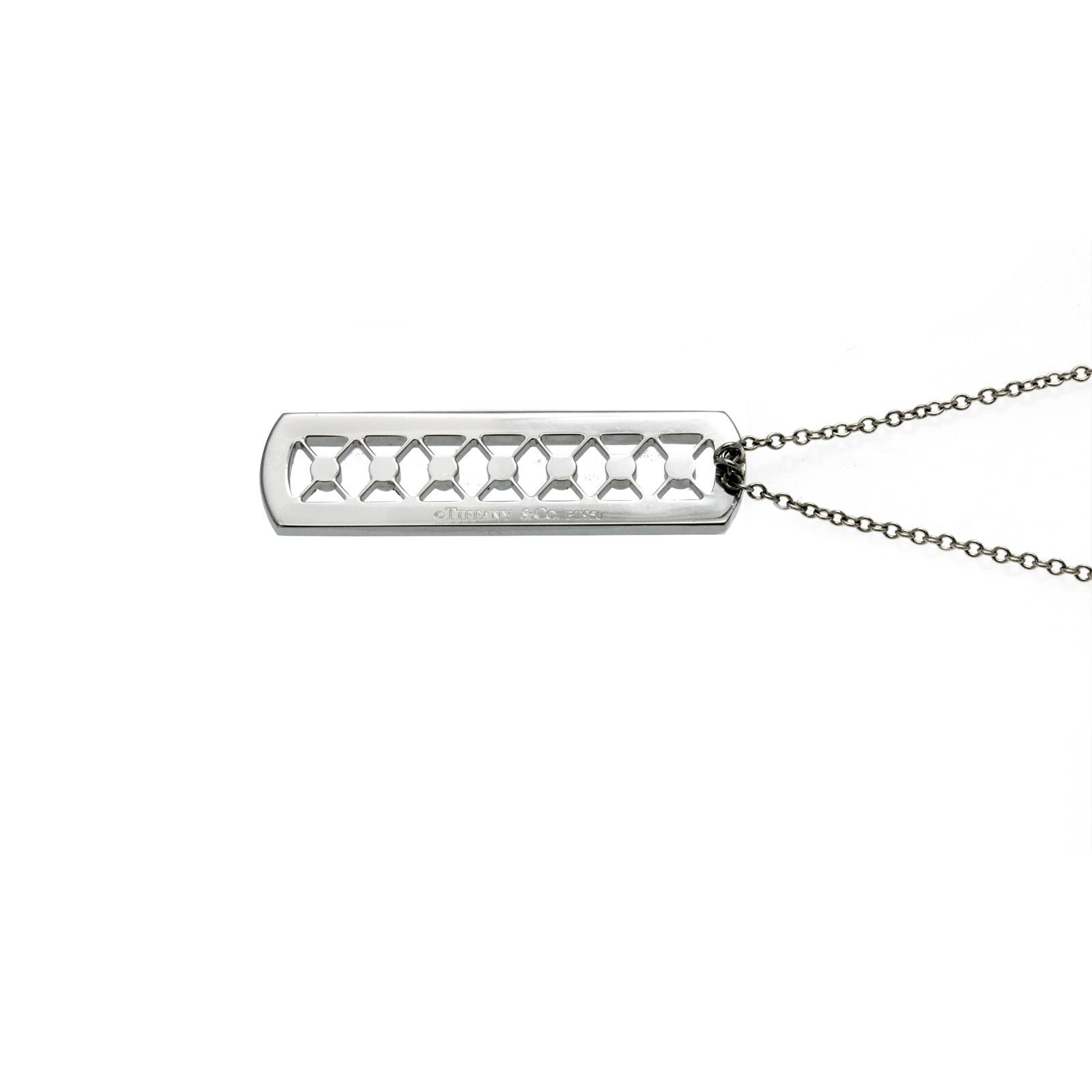 Round Cut Tiffany & Co 950 Platinum Diamond Voile Bar Weave Necklace