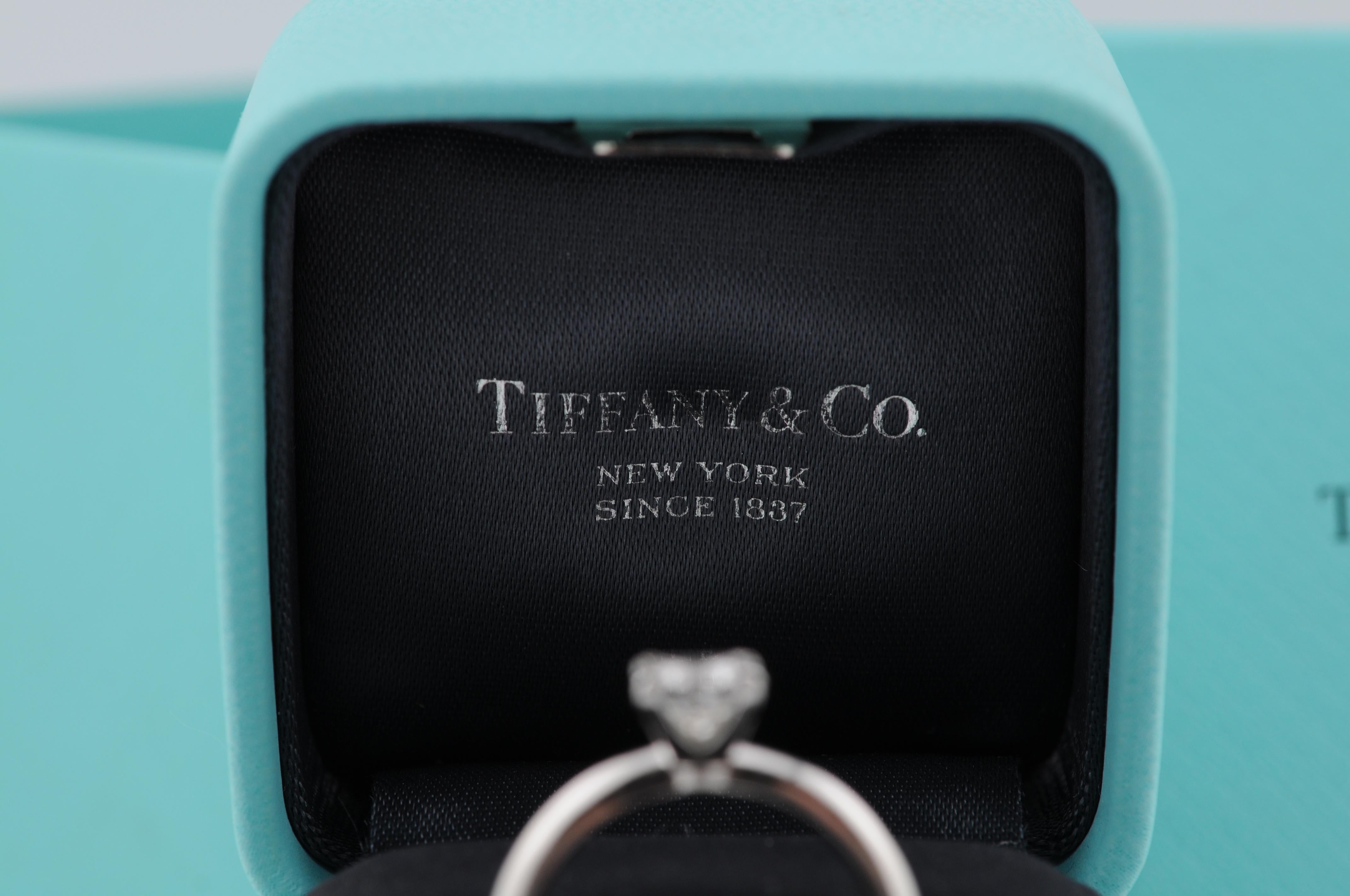 Princess Cut Tiffany & Co. 950 Platinum Engagement Ring with 0.70ct Princess-Cut Diamond For Sale