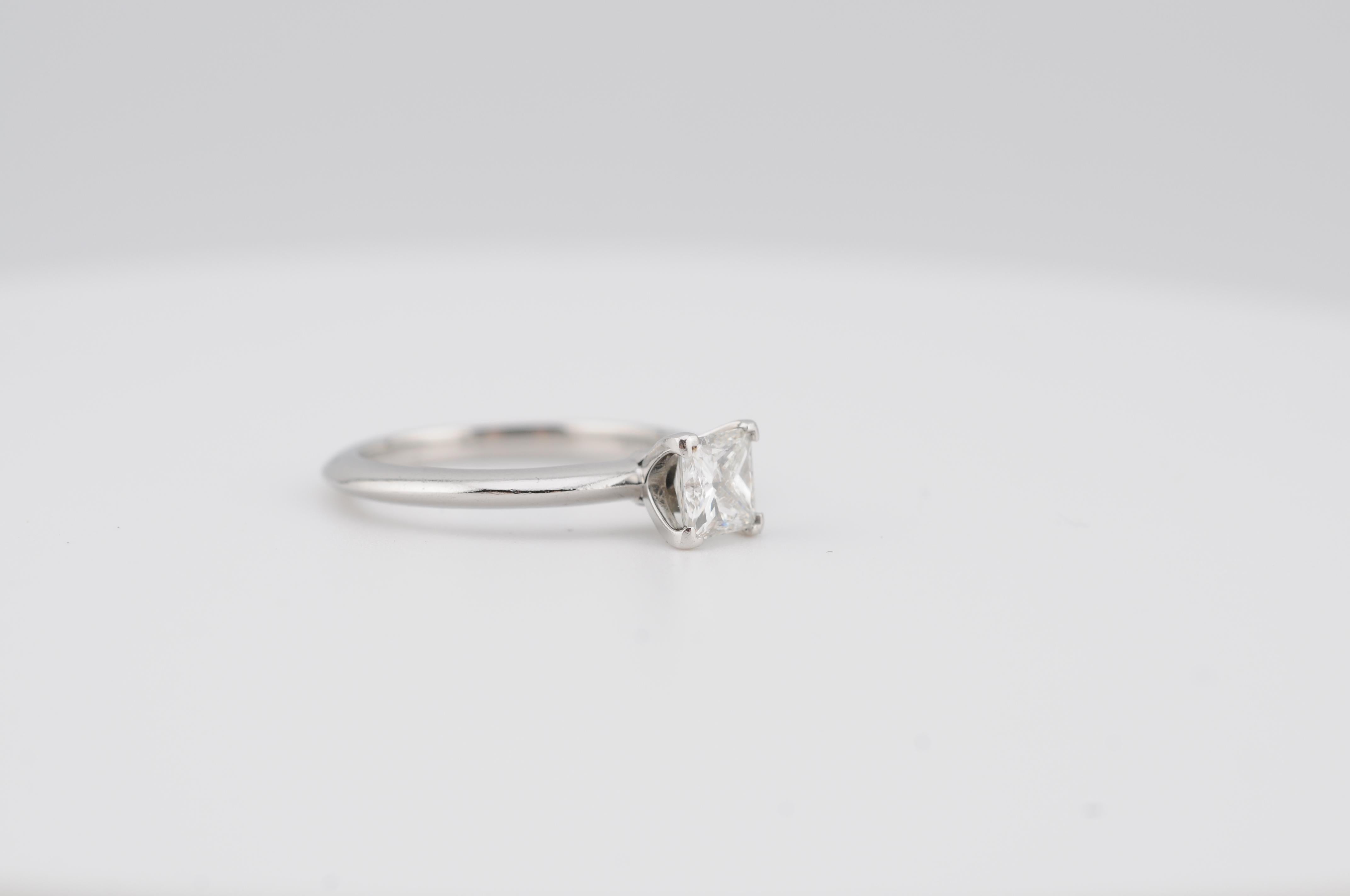 Tiffany & Co. 950 Platinum Engagement Ring with 0.70ct Princess-Cut Diamond For Sale 2