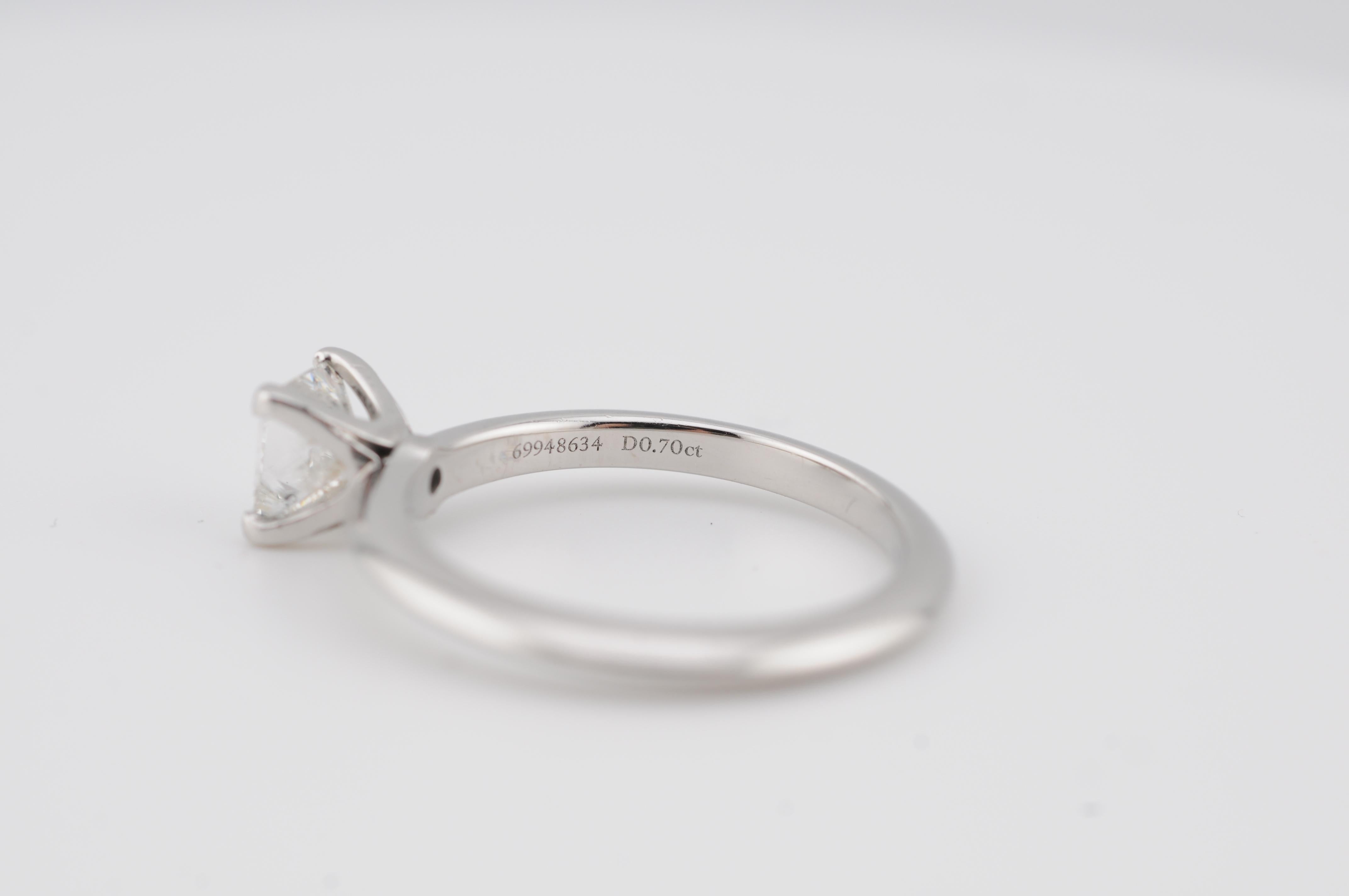 Tiffany & Co. 950 Platinum Engagement Ring with 0.70ct Princess-Cut Diamond For Sale 3