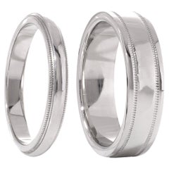 Tiffany & Co. 950 Platinum Mill grain Wedding Ring Bands Set for Him and Her