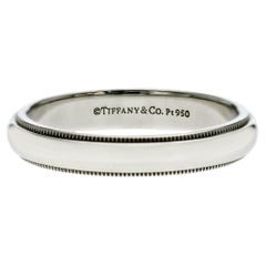 Tiffany & Co. 959 Platin Milgrain 4 mm Ehering Größe 10.5