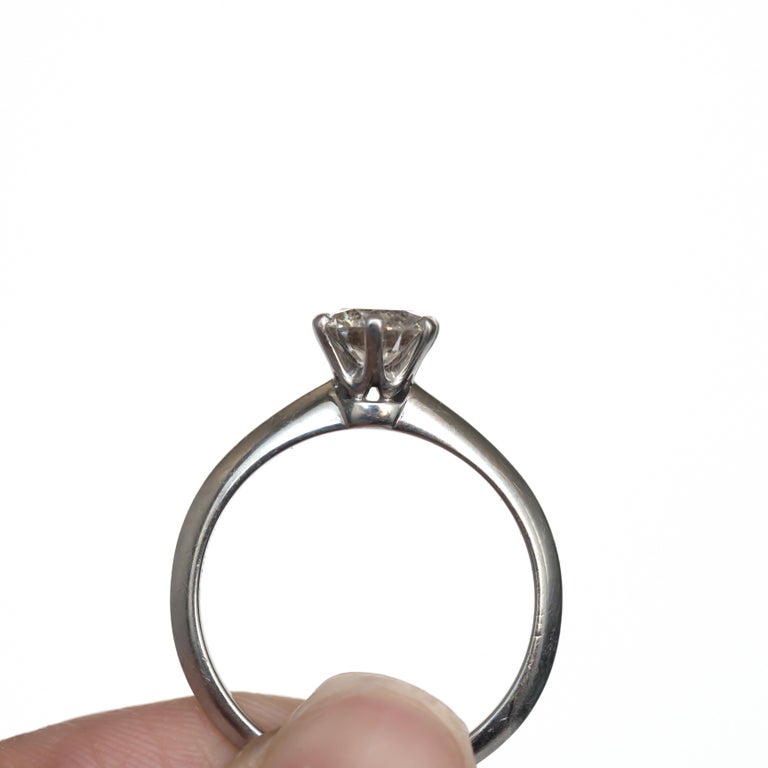 Tiffany and Co .95 Carat Flawless Diamond Platinum Engagement Ring For