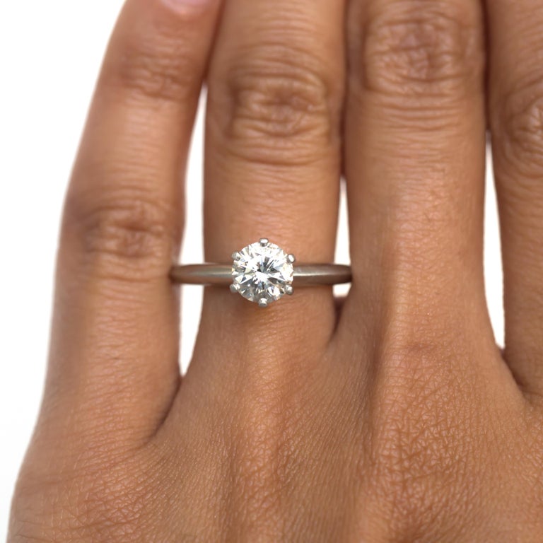 Tiffany and Co .95 Carat Flawless Diamond Platinum ...