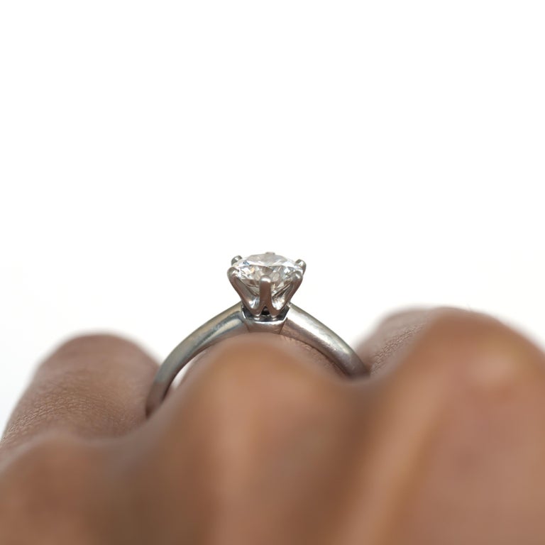Tiffany and Co .95 Carat Flawless Diamond Platinum Engagement Ring For