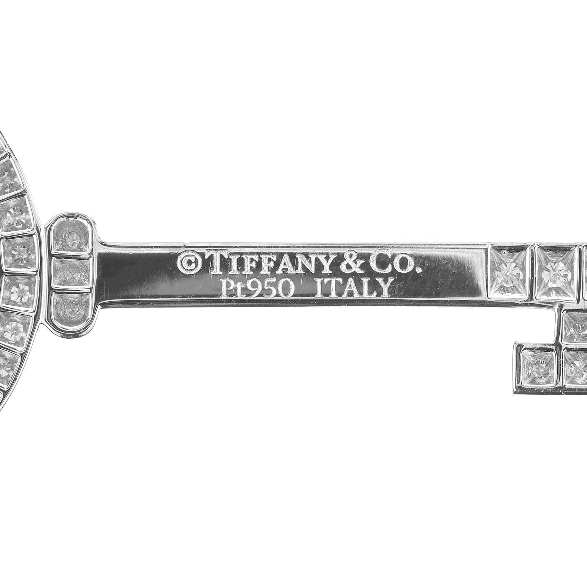 Tiffany & Co .98 Carat Diamond Platinum Bubble Key Pendant  In Excellent Condition For Sale In Stamford, CT