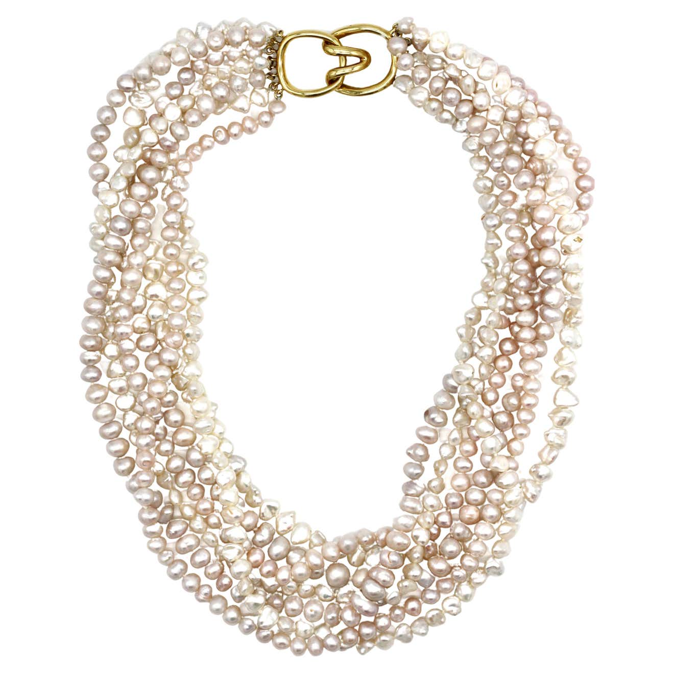 Tiffany and Co. a Seven Strand Biwa Pearl Torsade Necklace, 18kt Gold ...
