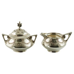 Antique Tiffany & Co Aesthetic Movement Sterling Silver Cream and Sugar Set