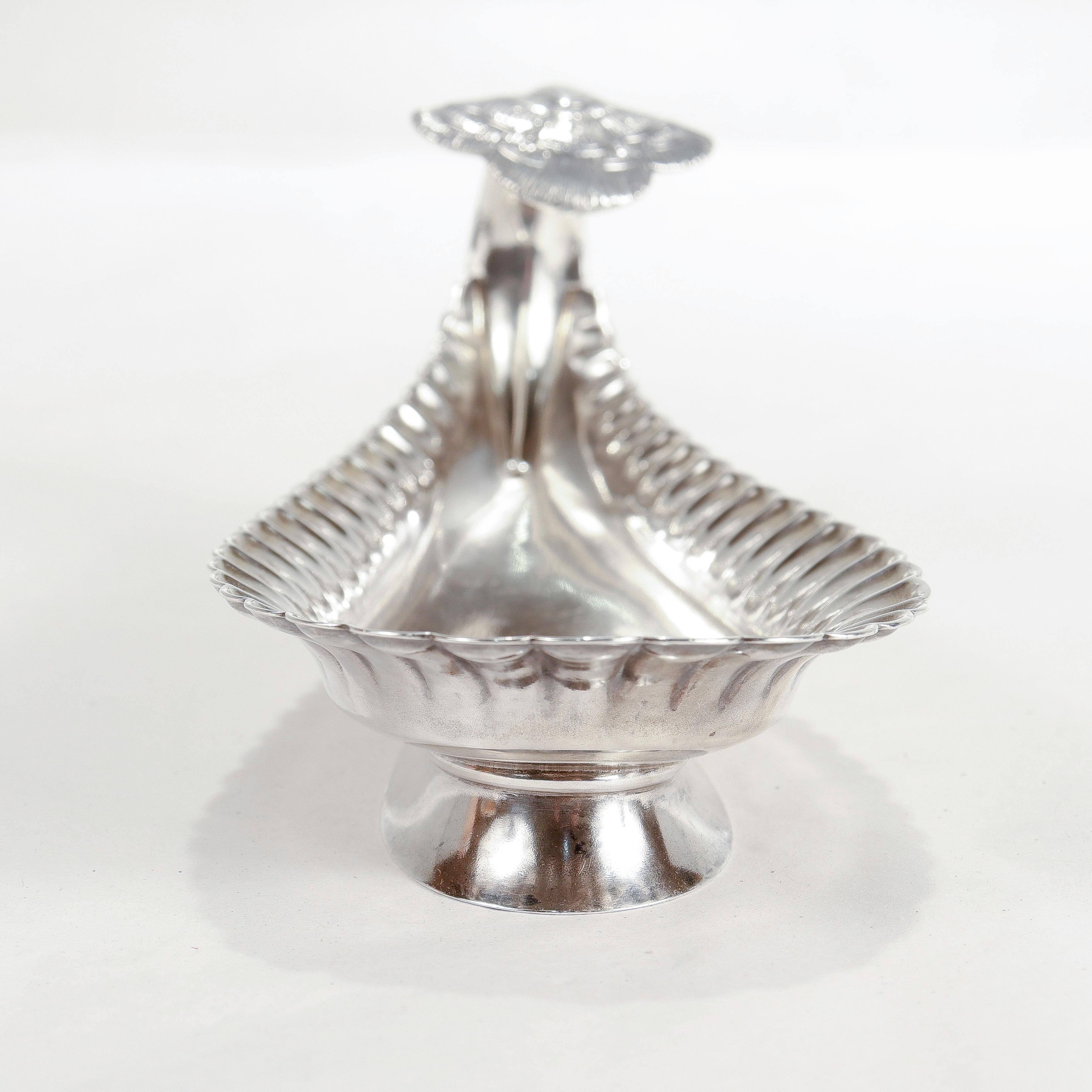 Tiffany & Co. Aesthetic Sterling Silver Stylized Peacock Tail Footed Bonbon Dish For Sale 1