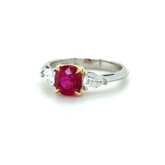 Tiffany & Co., AGL 2.00 Ct Burma Ruby and Diamond Ring, Platinum and 18K