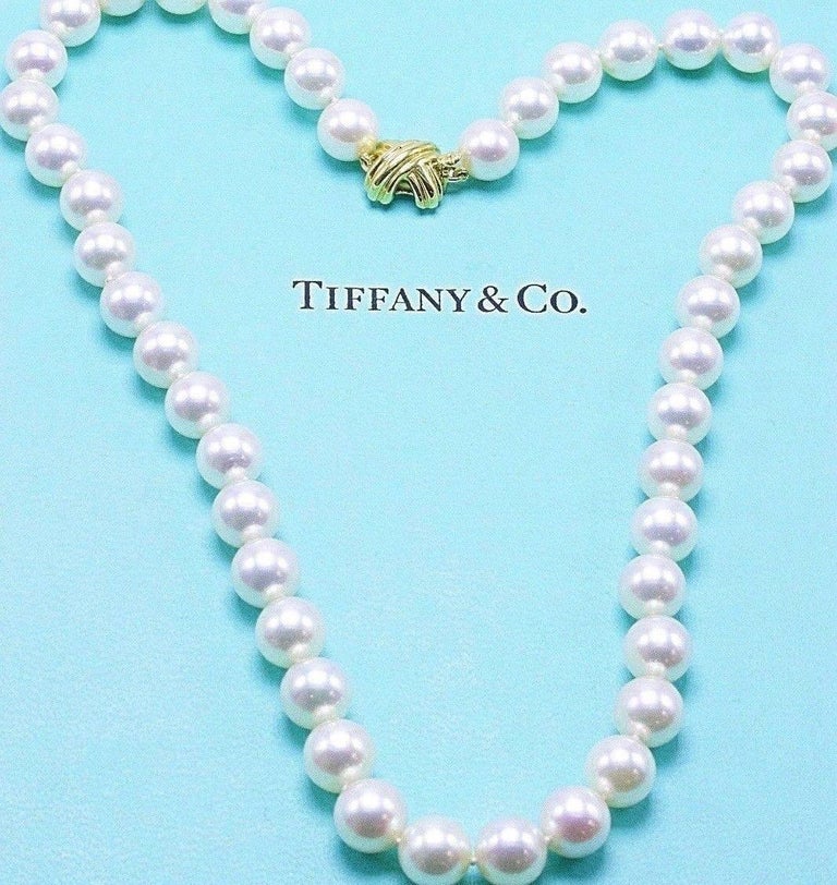 Tiffany and Co. Akoya Cultured Pearl Signature X Necklace 18 Karat