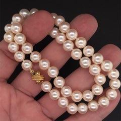 Tiffany & Co. Akoya Pearl Necklace 18 Karat Certified