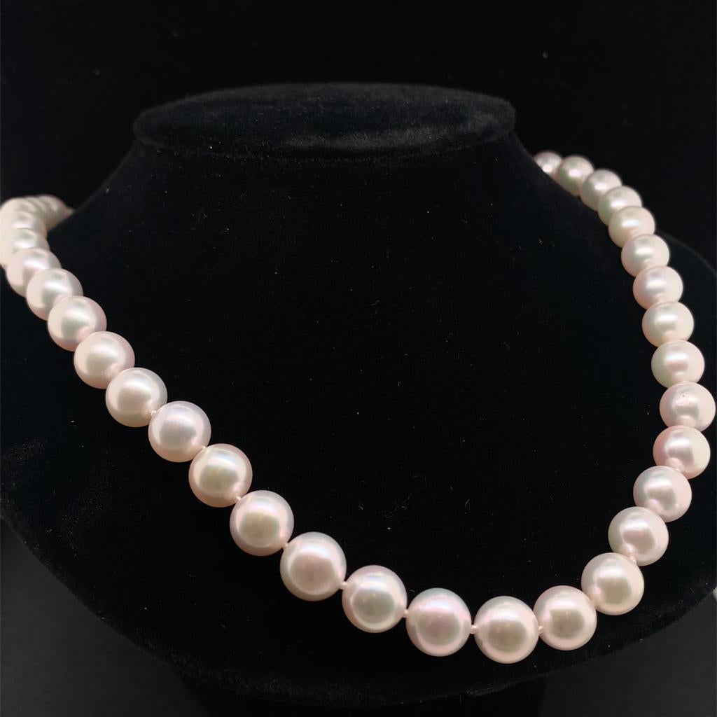Tiffany & Co. Akoya Pearl Necklace 18 Karat Certified In New Condition In Brooklyn, NY