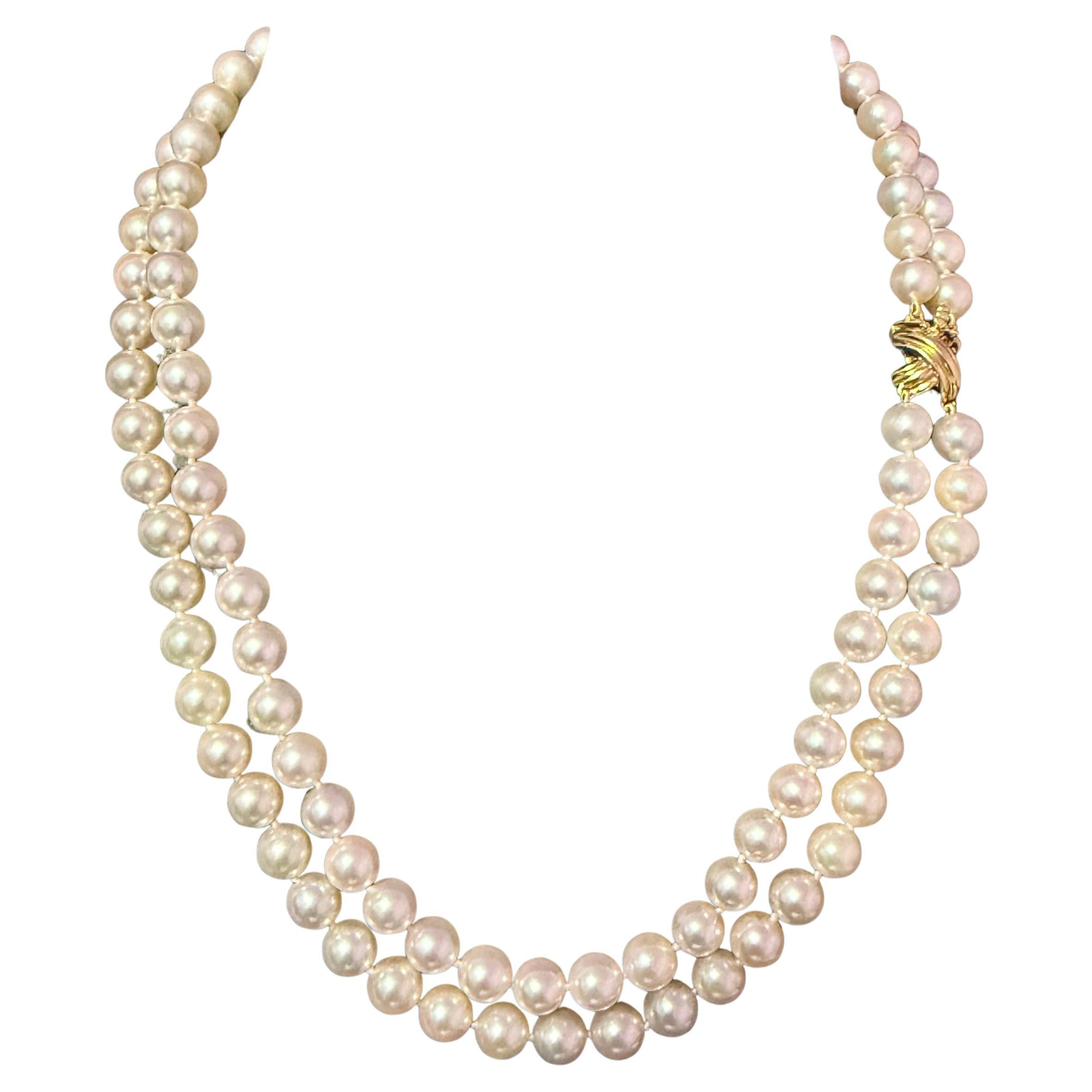 Tiffany & Co Akoya Pearl Signature X Necklace 16" 7.16 mm Estate Certified