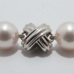 Tiffany & Co. Akoya Pearl Strand Necklace with 18k White Gold Signature Clasp