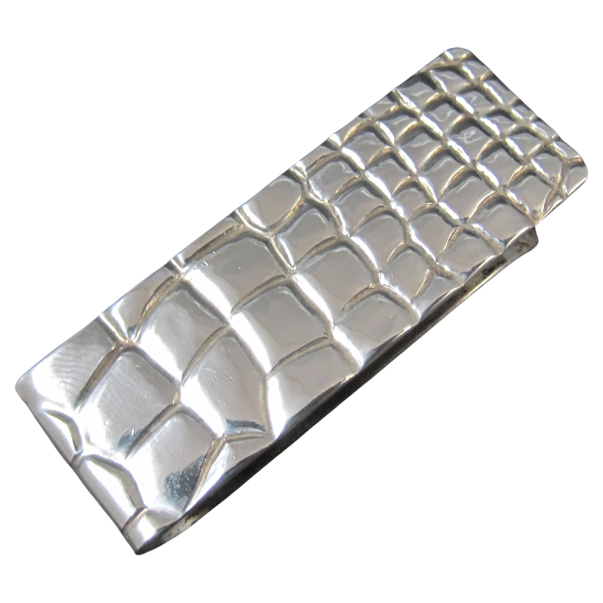 Tiffany 
Co Alligator Pattern Sterling Silver Money Clip Retired For Sale