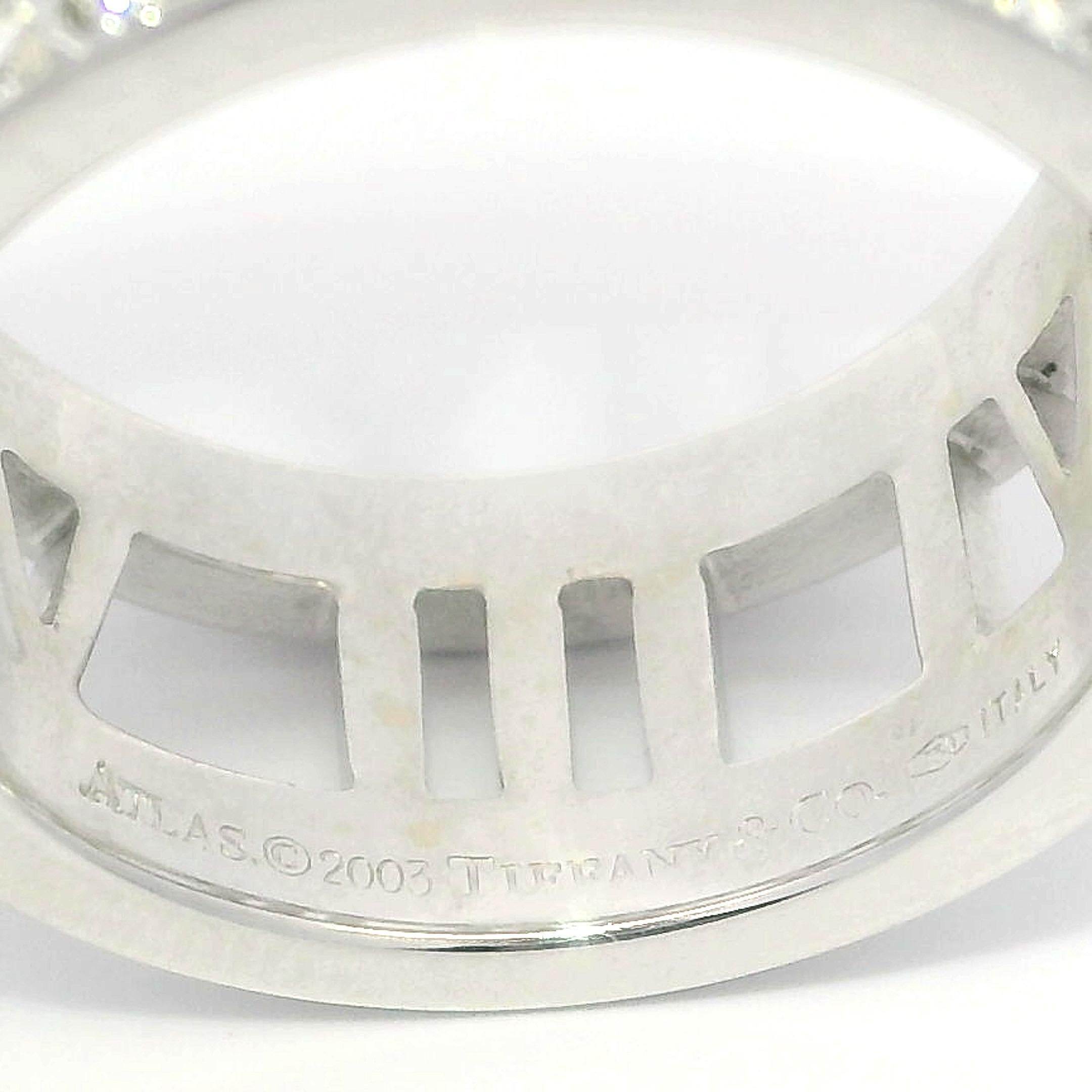 Tiffany & Co. Altas 18k Gold Diamond Pierced Roman Numeral Wide Band Ring sz5 For Sale 2