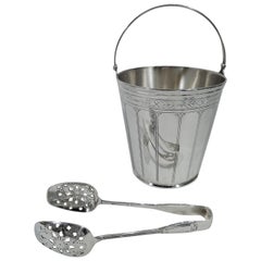 Tiffany & Co. American Art Deco Modern Sterling Silver Ice Bucket with Tongs