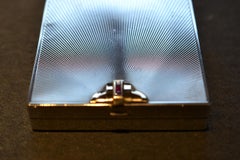 Tiffany & Co. American Art Deco Silver Gem Set Cigarette Case