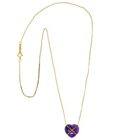 Tiffany & Co. Amethyst 18 Karat Gold Cross My Heart Necklace