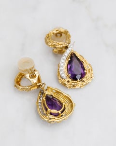 Tiffany & Co. Amethyst and Diamond, Gold Earrings