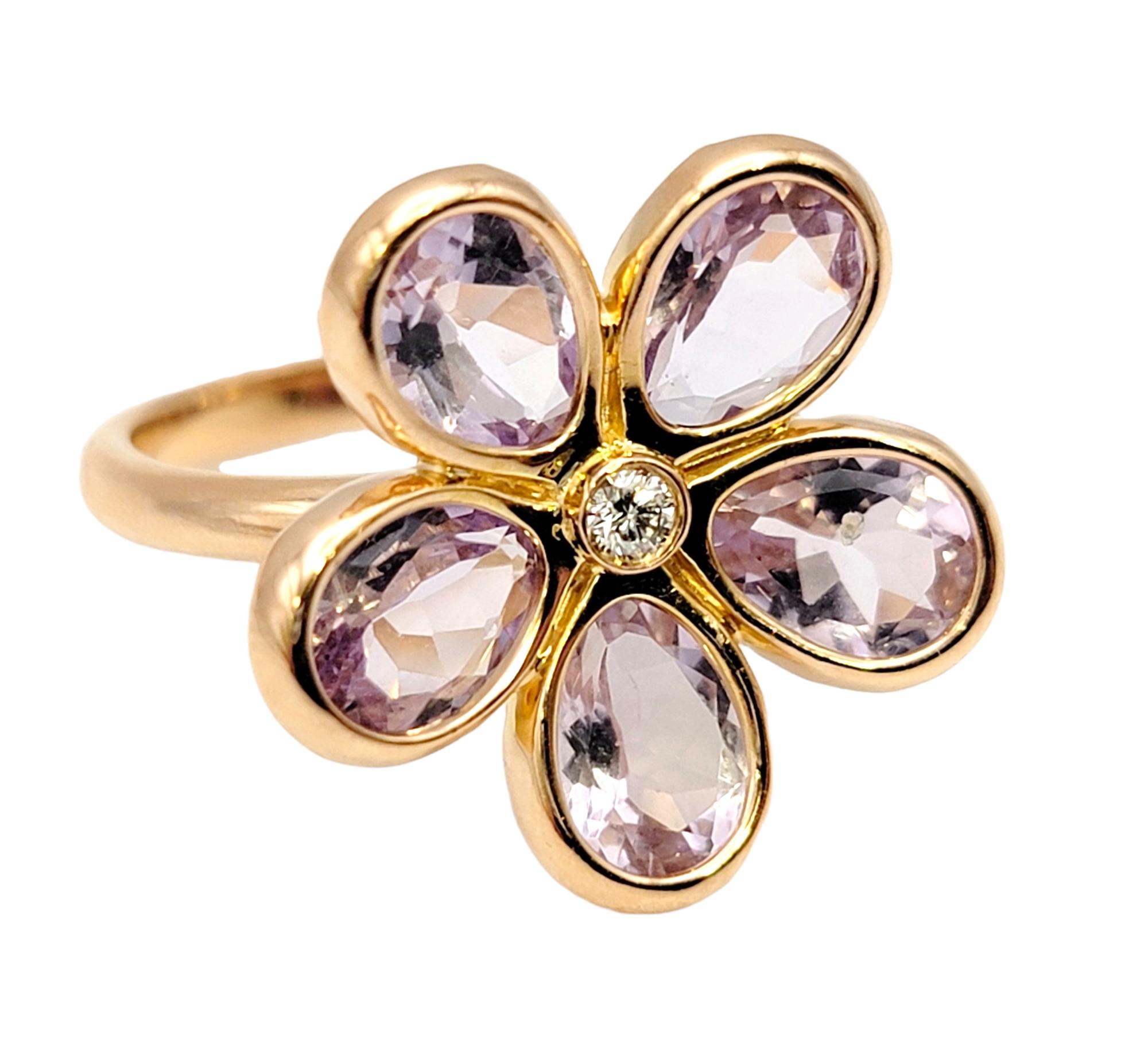 Contemporary Tiffany & Co. Amethyst and Diamond Sparklers Flower Ring in 18 Karat Rose Gold