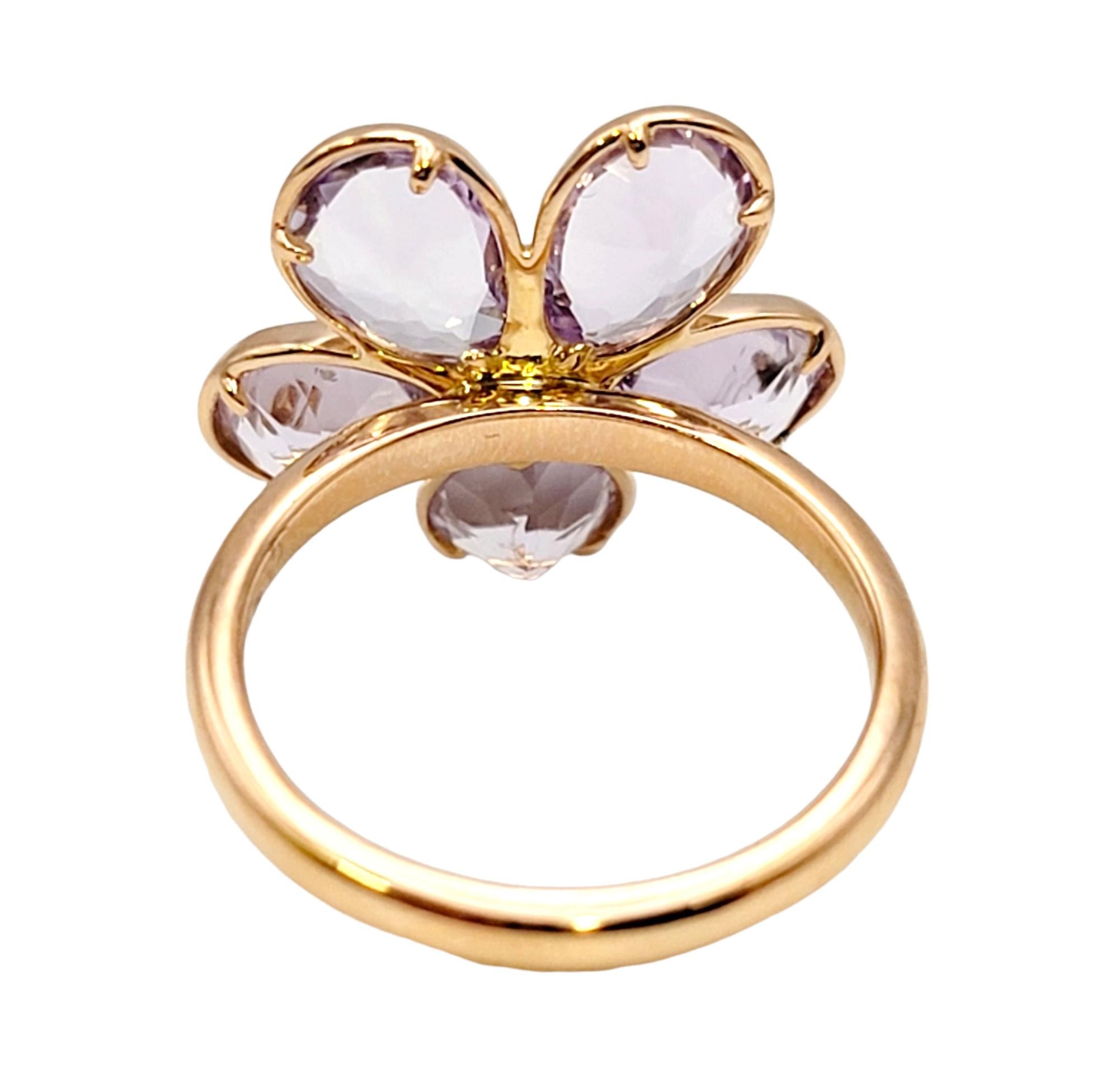 Pear Cut Tiffany & Co. Amethyst and Diamond Sparklers Flower Ring in 18 Karat Rose Gold