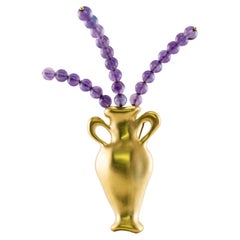 Tiffany & Co Amethyst Brooch Pin Vase 18K Gold Vintage