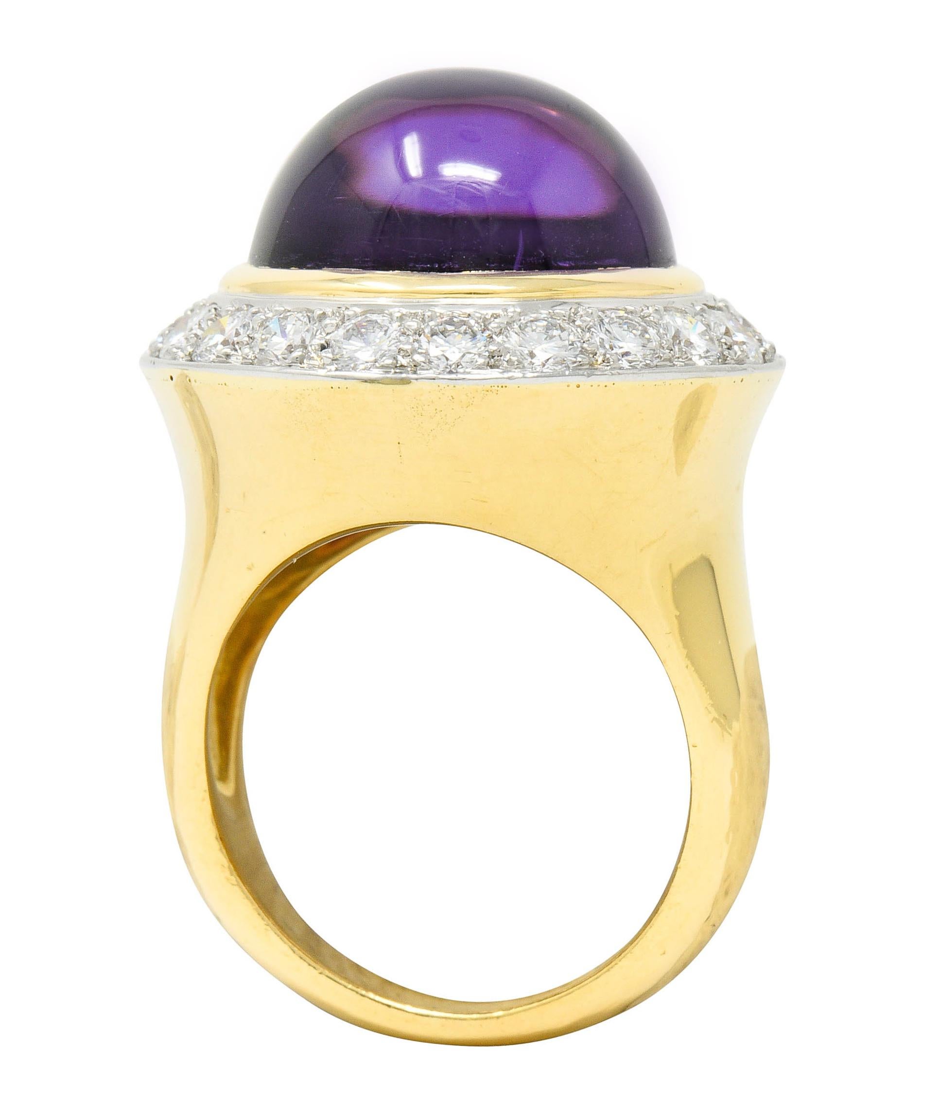 Tiffany & Co. Amethyst Cabochon Diamond 18 Karat Gold Vintage Ring 2