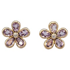 Tiffany & Co. Blumenohrringe mit Amethyst und Diamant aus 18 Karat Gold