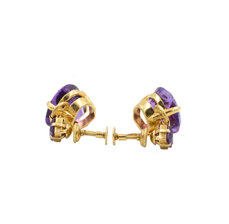 Tiffany & Co 14k Amethyst heart and square earrings, screw back clips, marked 