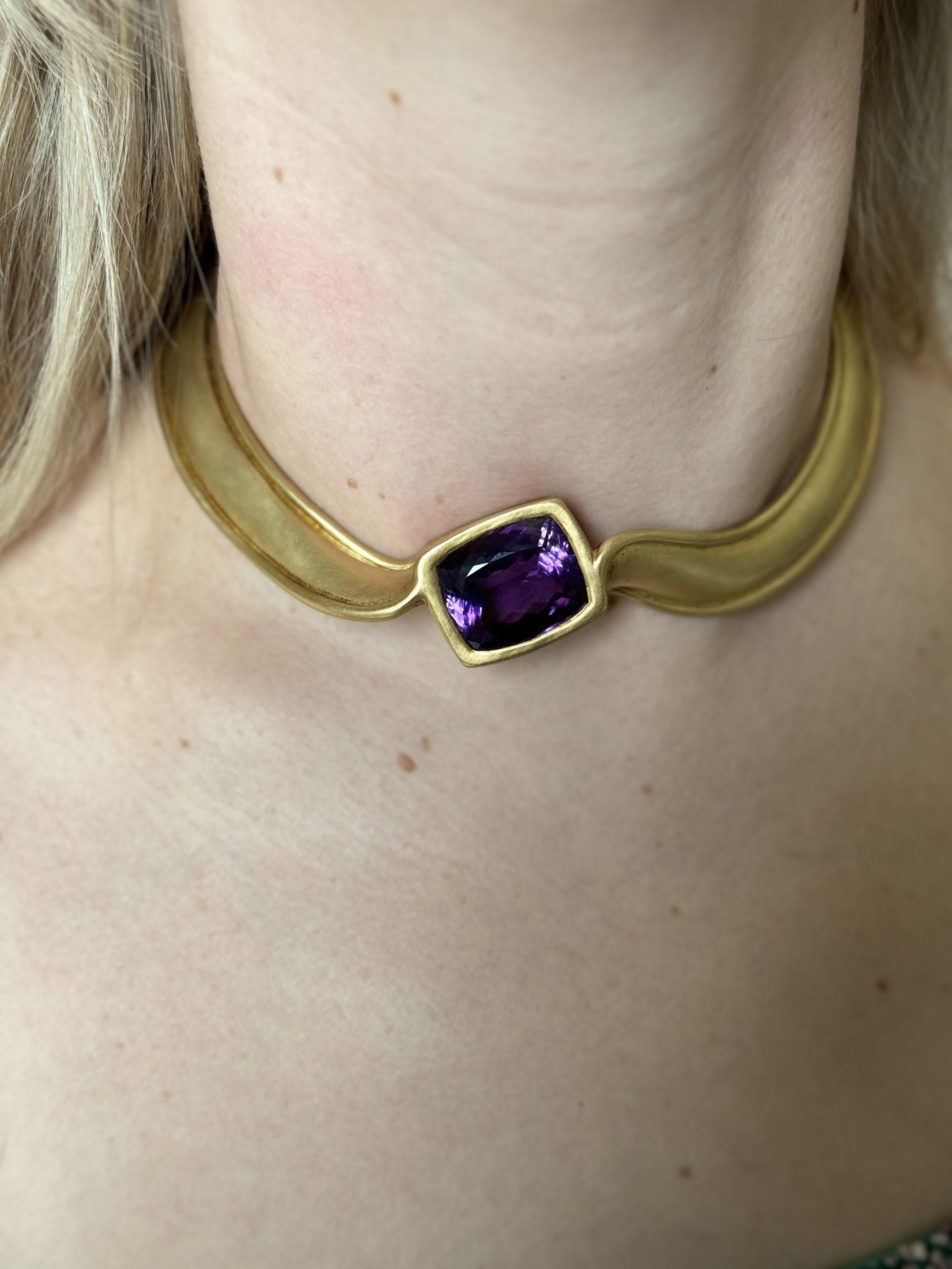 Square Cut Tiffany & Co Amethyst Yellow Gold Collar Necklace For Sale
