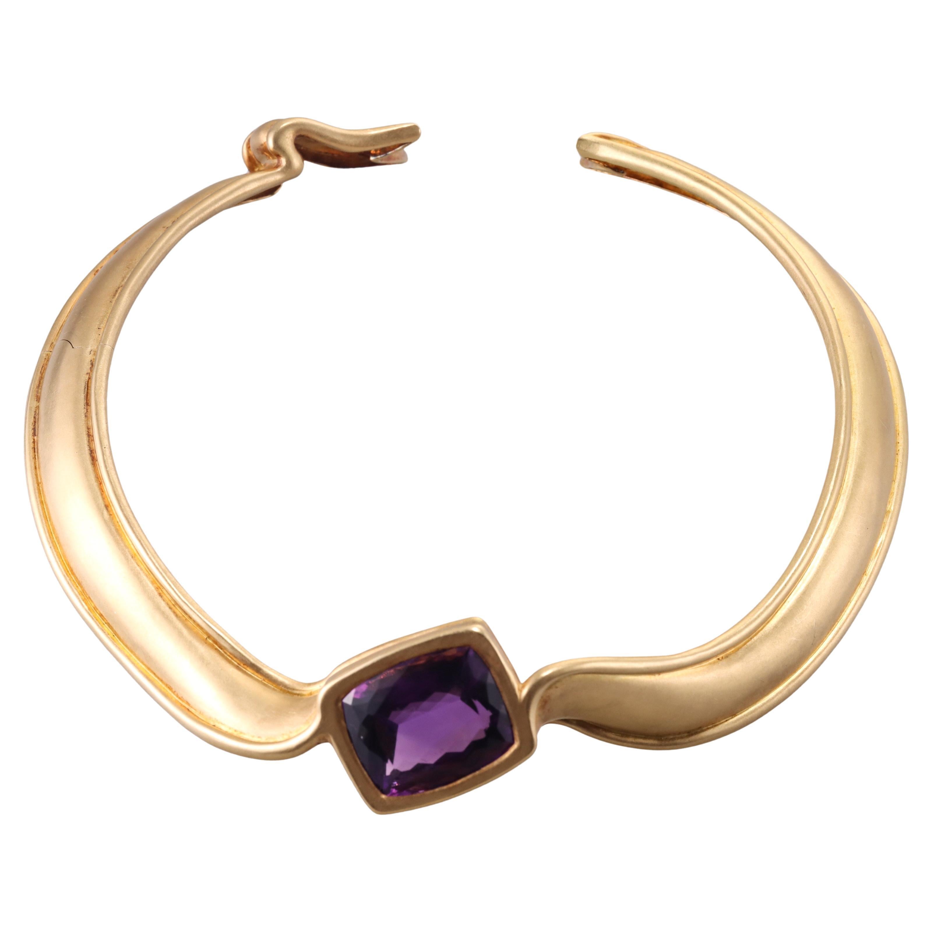 Tiffany & Co Amethyst Yellow Gold Collar Necklace For Sale