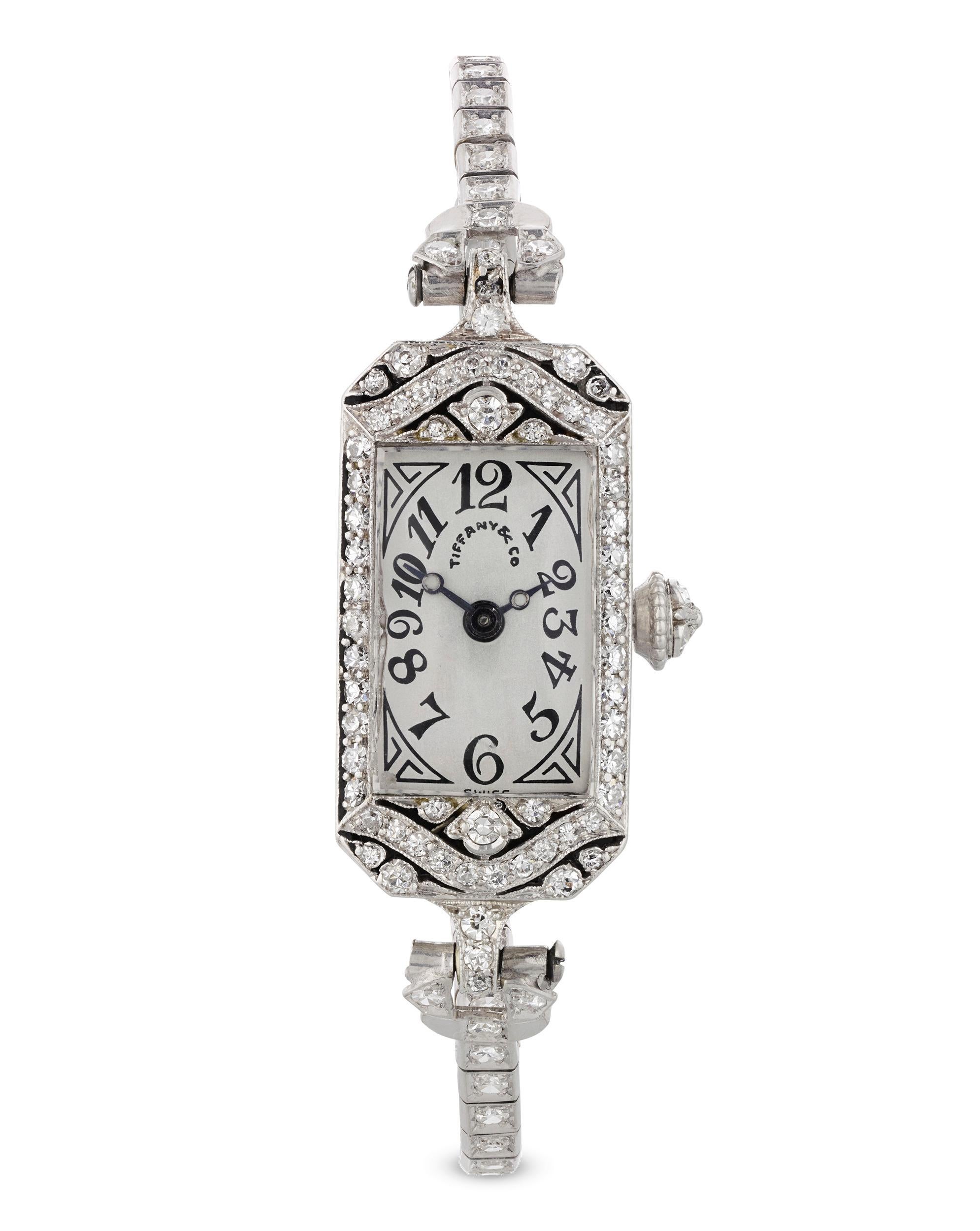 Tiffany & Co. und C.H. Meylan Art Deco-Armbanduhr (Einfacher Schliff) im Angebot