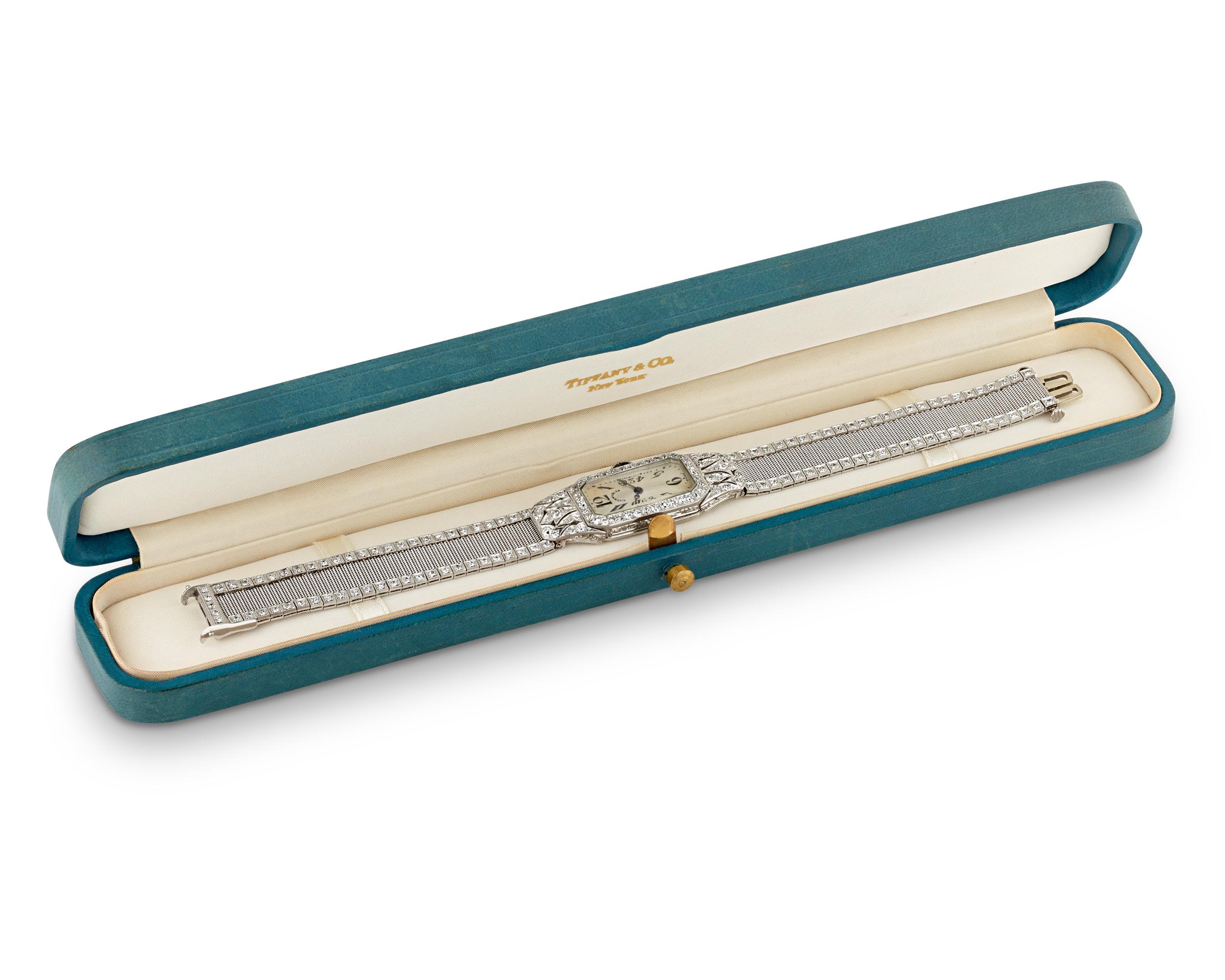 Taglio singolo Tiffany & Co. e Oscar Heyman Orologio da polso con diamanti Art Deco in vendita