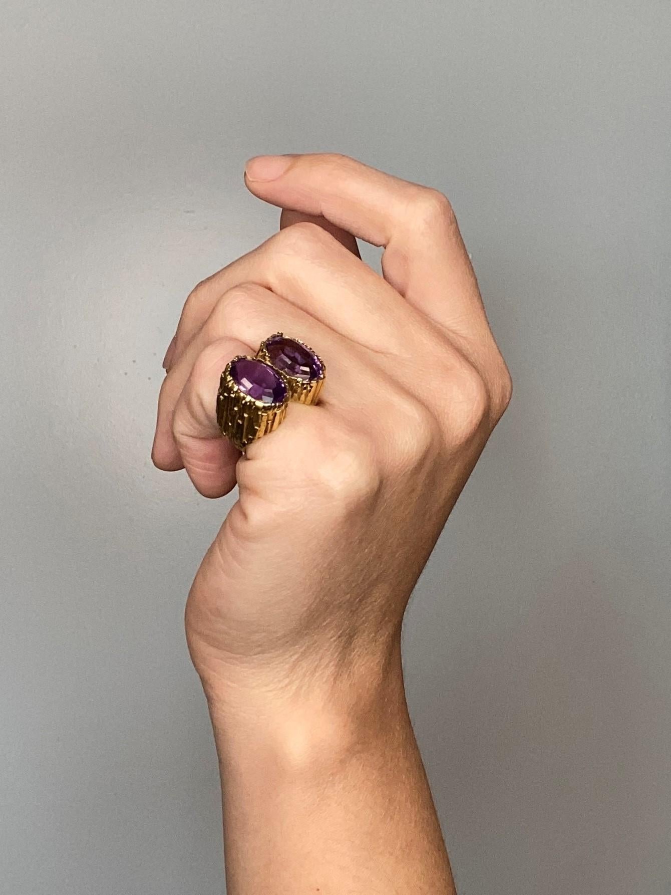 Tiffany Co. Andrew Grima 1972 London Cocktail Ring 18Kt with 16.45 Cts Amethyst In Excellent Condition For Sale In Miami, FL