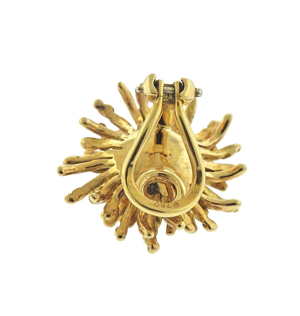 Women's or Men's Tiffany & Co. Anemone Diamond Gold Earrings