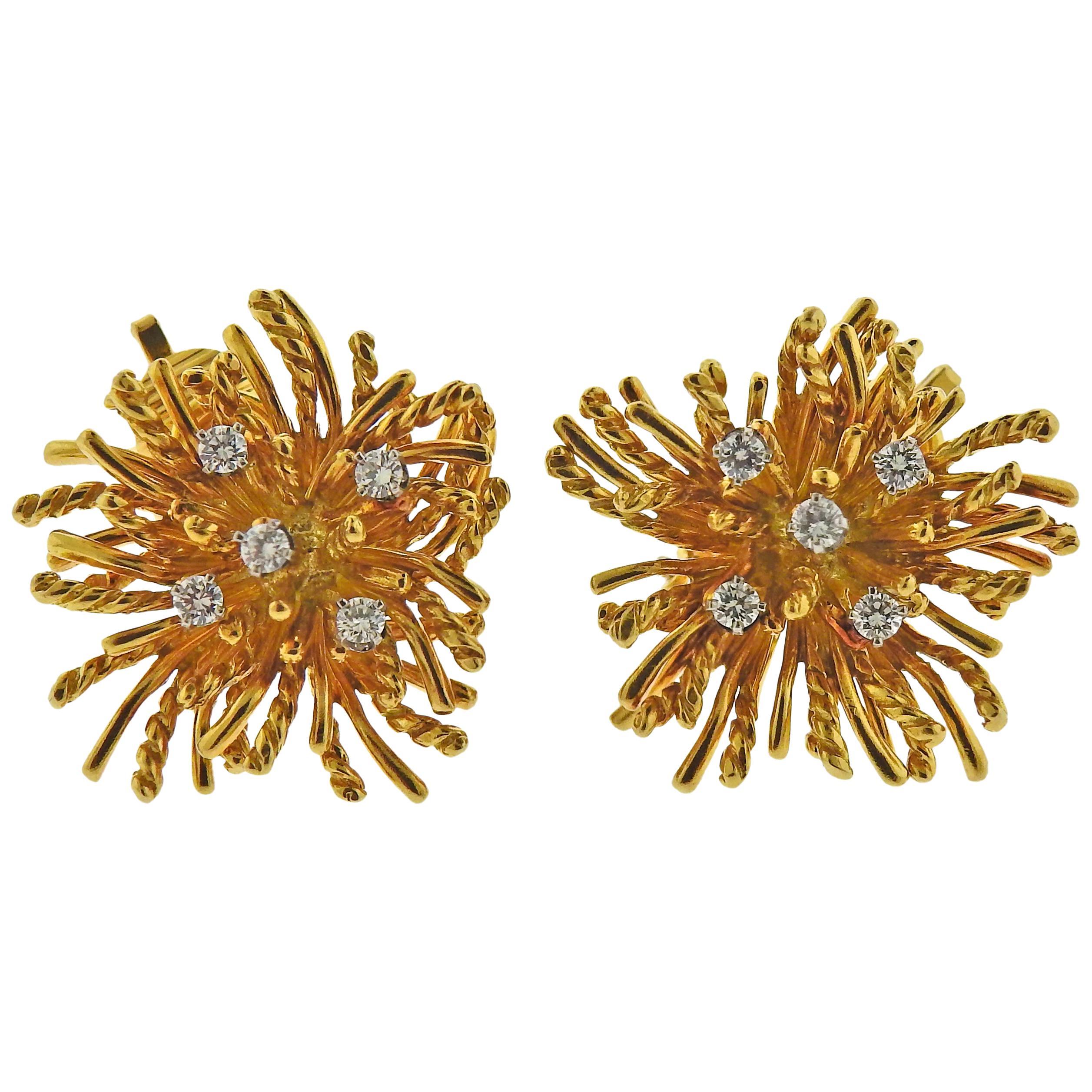 Tiffany & Co. Anemone Gold Diamond Earrings For Sale